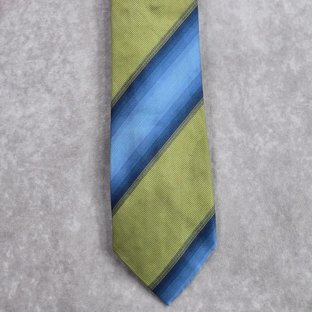 Kenneth Cole New York‎ Green Blue Striped Silk Formal Executive Neck Tie Mens OS